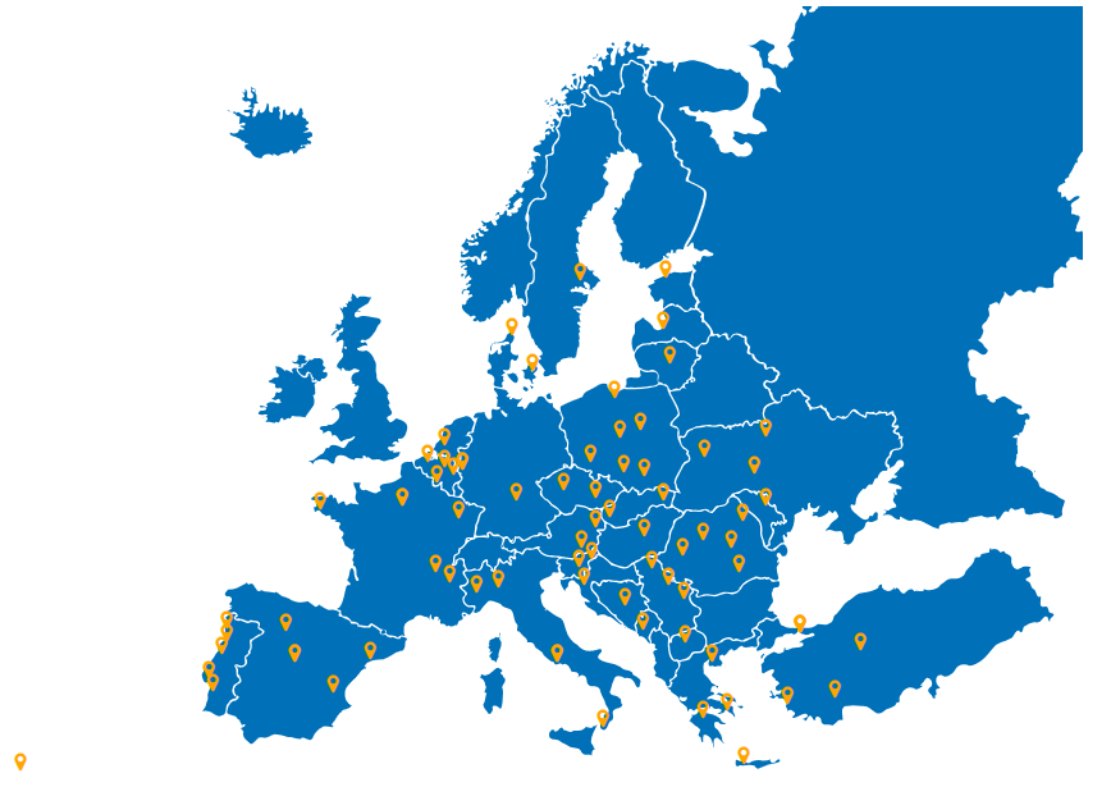 Map of all locations where BEST is present